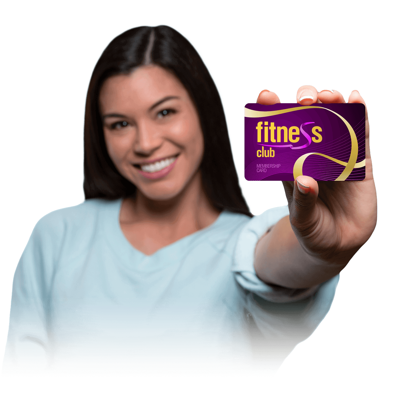 A girl displaying a fitness club card in her hand, showcasing Daxko's customer access card feature.